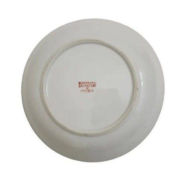 JAPANESE DISH ENCASED IN PEWTER DECORATED IN HONG KONG  FLORAL 7 ACROSS - Picture 5 of 6